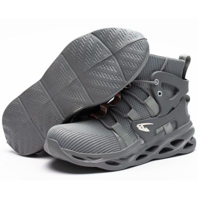 Alston Mens Steel Toe Shoes Breathable Anti Fatigue Hard Working Shoes Grey