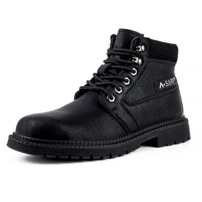 Edmund Non Slip Waterproof Oil-Resistant Steel Toe Boot Black