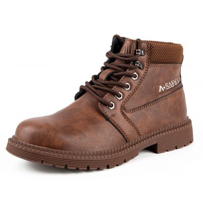 Edward Oil-Resistant Steel Toe Boot Waterproof Non Slip Brown