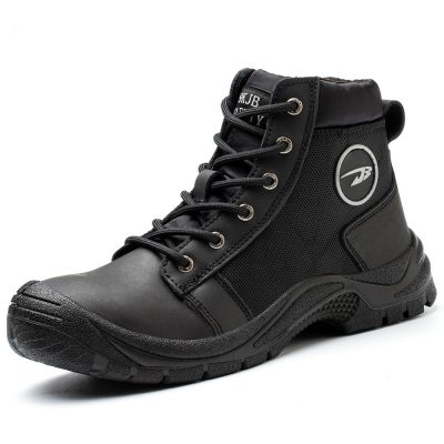 John High Top Lightweight Puncture Resistant Steel Toe Safety Boots Black