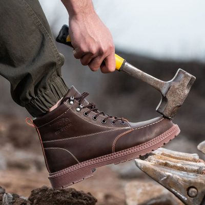 Lester Comfortable Steel Toe Boots Brown