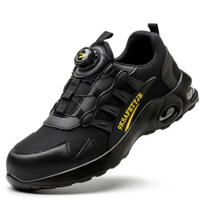 Phoenix Steel Toe Work Shoes with Rotating Shoe Laces Black