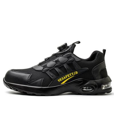 Phoenix Steel Toe Work Shoes with Rotating Shoe Laces Black