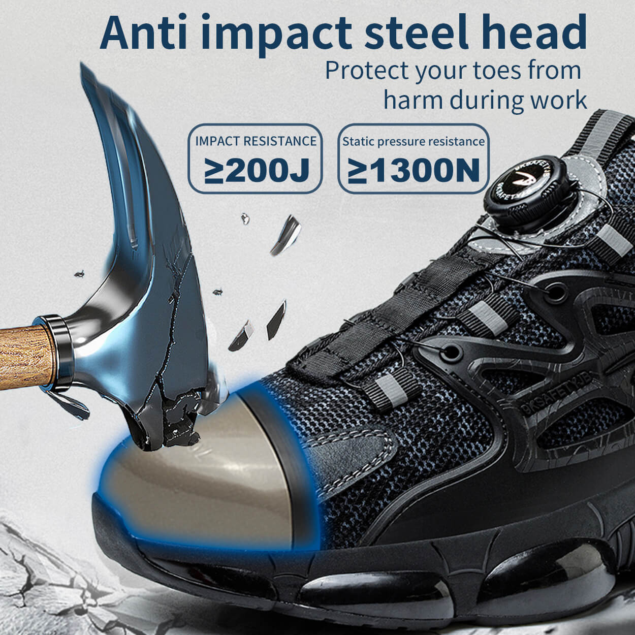 Rotary Button Steel Toe Work Shoes